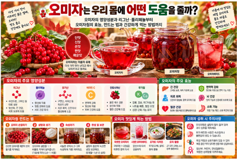 오미자는 우리 몸에 어떤 도움을 줄까? 오미자의 영양성분과 리그난·폴리페....
