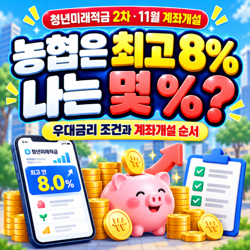 ⭐농협 청년미래적금 우대금리 최고 8% 조건, 지역농협에서도 될까? NH올원뱅크 계좌개설 방....