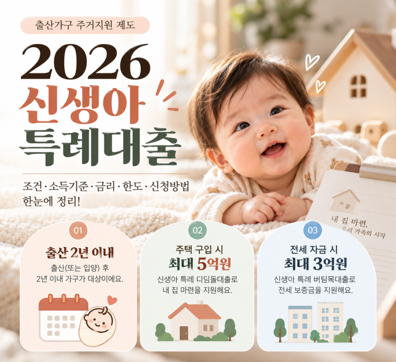 2026 신생아 특례대출 총정리｜조건·소득기준·금리·한도·신청방법 알아보기