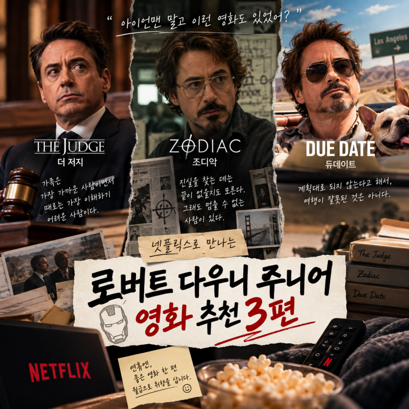 로버트 다우니 주니어 넷플릭스 영화 3편｜더 저지·조디악·듀데이트 추천