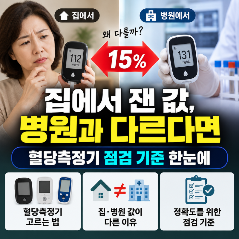혈당측정기, 집에서 잰 값이 병원과 15% 이상 다르면 어떻게 할까?