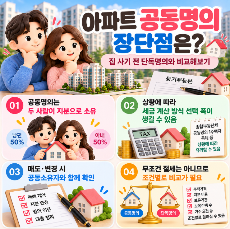 아파트 공동명의 장단점은 무엇일까? | 집 사기 전 단독명의와 비교해보기