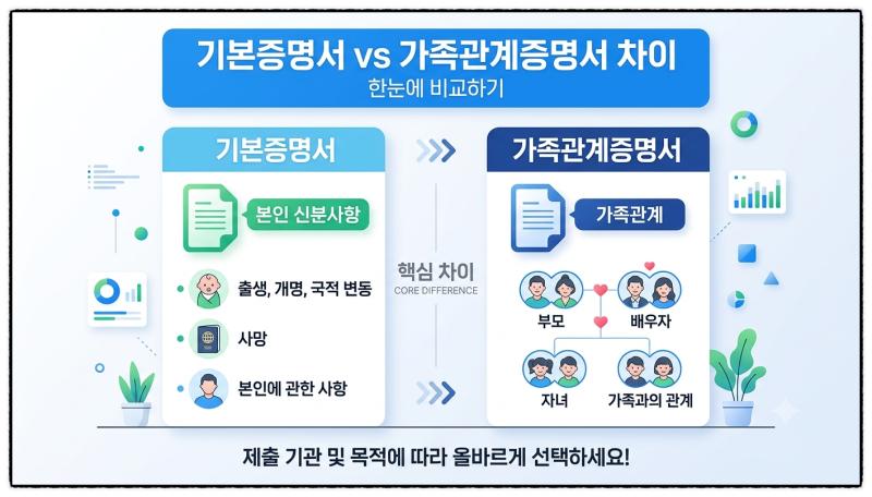 #06. 기본증명서와 가족관계증명서 차이 - 필요한 서류 제대로 고르는 방법