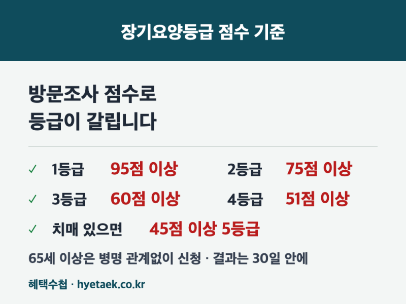 장기요양등급 신청 방법과 등급별 점수 기준