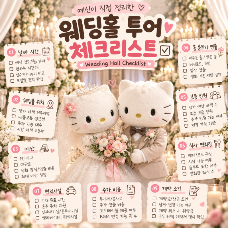 웨딩홀 투어 체크리스트 공유｜2028년 예약 대기 중인 예신의 손품,발품 꿀팁