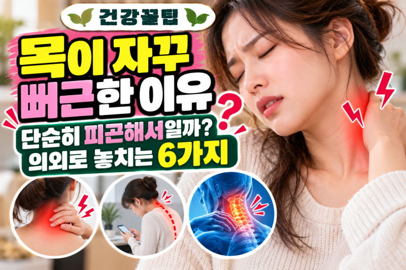 [건강 꿀팁] 목이 자꾸 뻐근한 이유, 단순히 피곤해서일까? 의외로 놓치는 6가지?