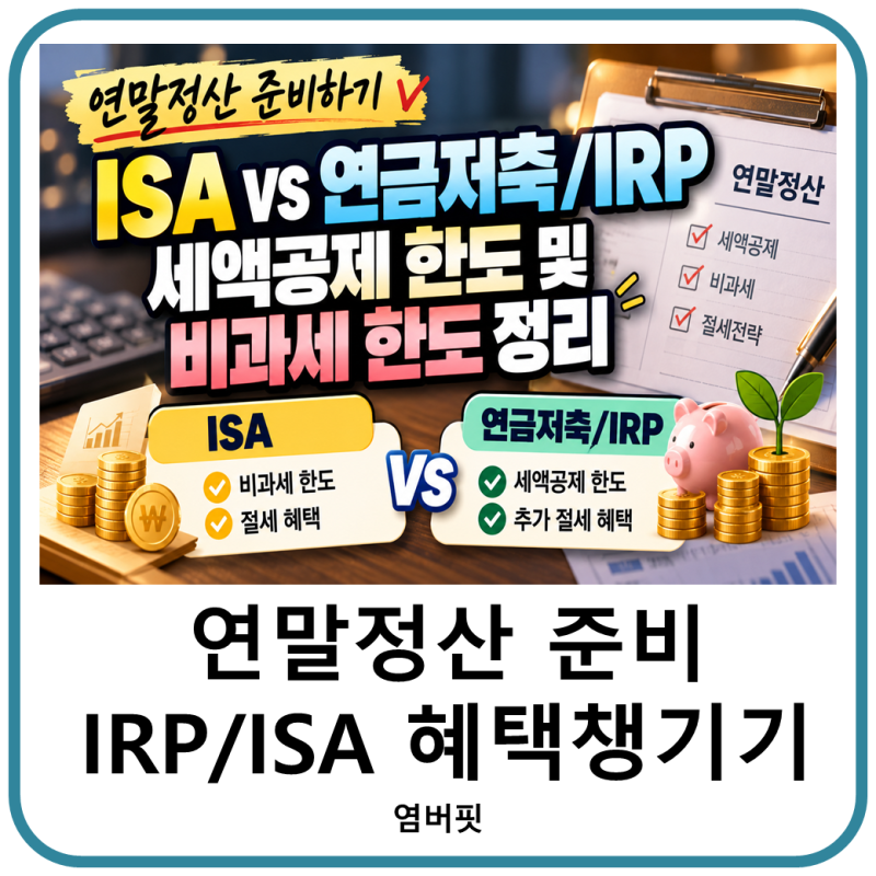 연말정산 준비하기 : ISA vs 연금저축/IRP 세액공제 한도 및 비과세 한도 총정리