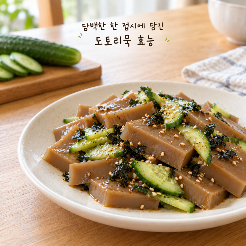 담백한 한 접시에 담긴 도토리묵 효능