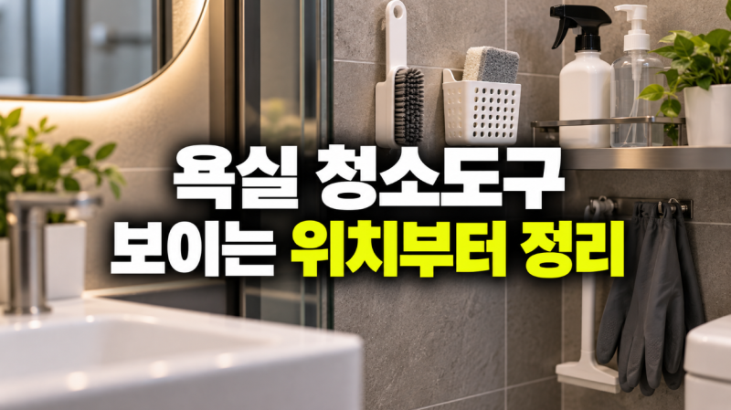 욕실 청소 도구를 사용하기 편하면서도 눈에 덜 띄게 정리하는 방법