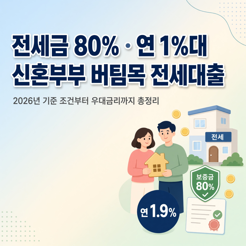 전세금 80%를 연 1%대로? 신혼부부 버팀목 전세대출 완전정리