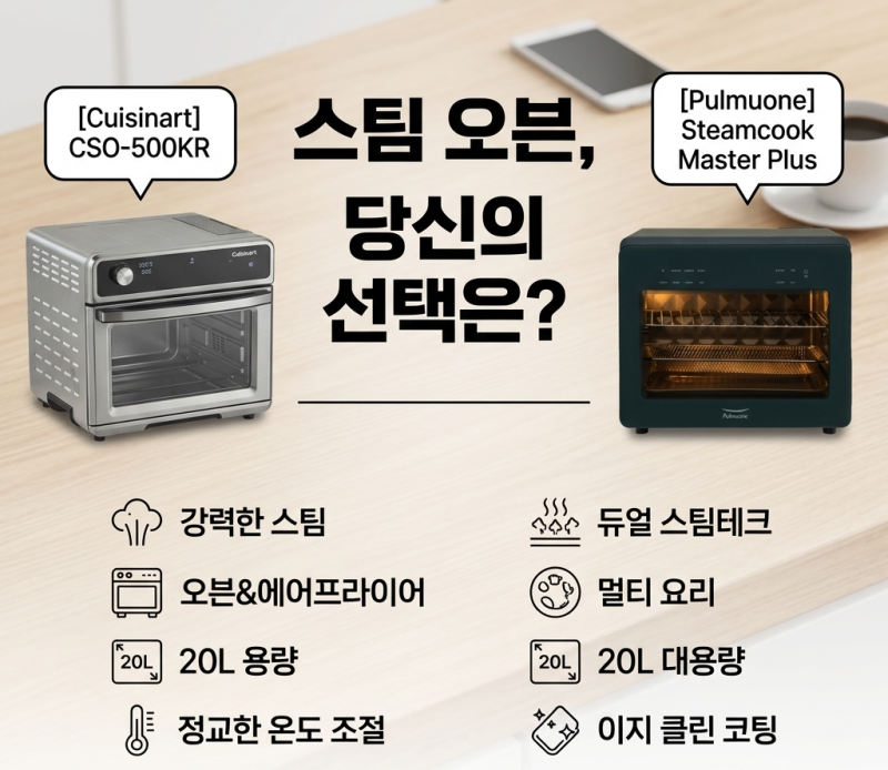 스팀 에어프라이어 끝판왕 비교 후기! 풀무원 20L vs 쿠진아트 20L 비교 분석 및 구매가이드