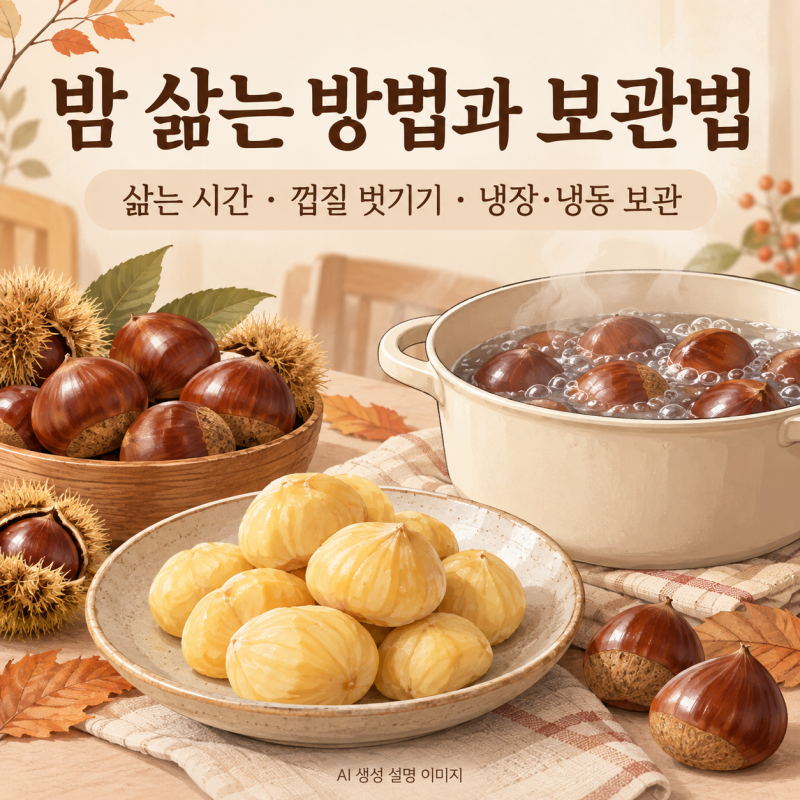 밤 삶는 방법부터 보관법까지, 삶는 시간·껍질 벗기기·냉동 보관 정리