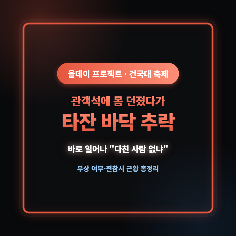 올데프 타잔 추락사고 영상 무슨 일? 건국대 축제서 관객석으로 몸 던졌다가 바닥에 '쿵'… ....