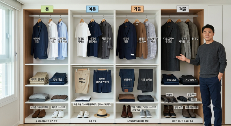 중년 남성 옷장 완성 체크리스트｜계절별 기본 아이템 총정리