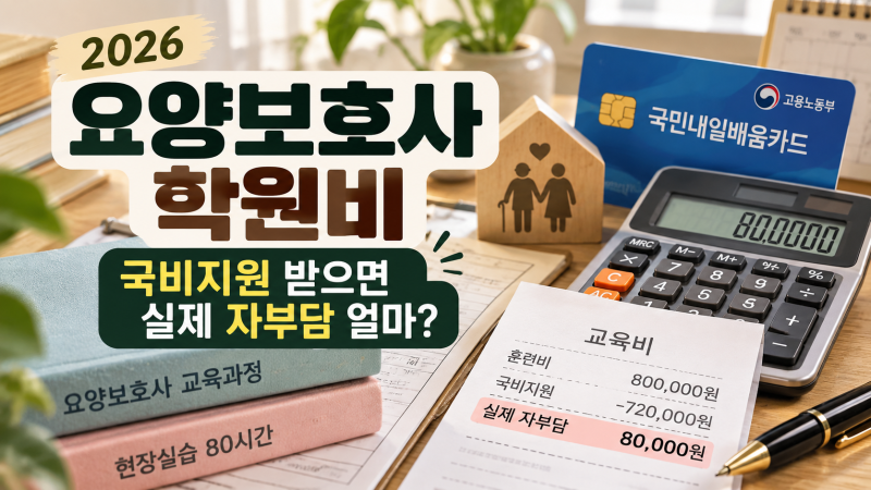 2026 요양보호사 학원비 총정리｜국비지원 받으면 실제 자부담 얼마일까?