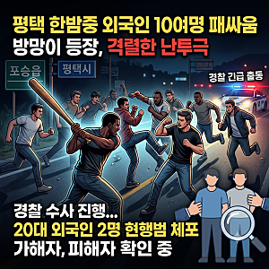 평택 한밤중 외국인 10여명 패싸움…방망이까지 등장, 경찰이 밝힌 상황