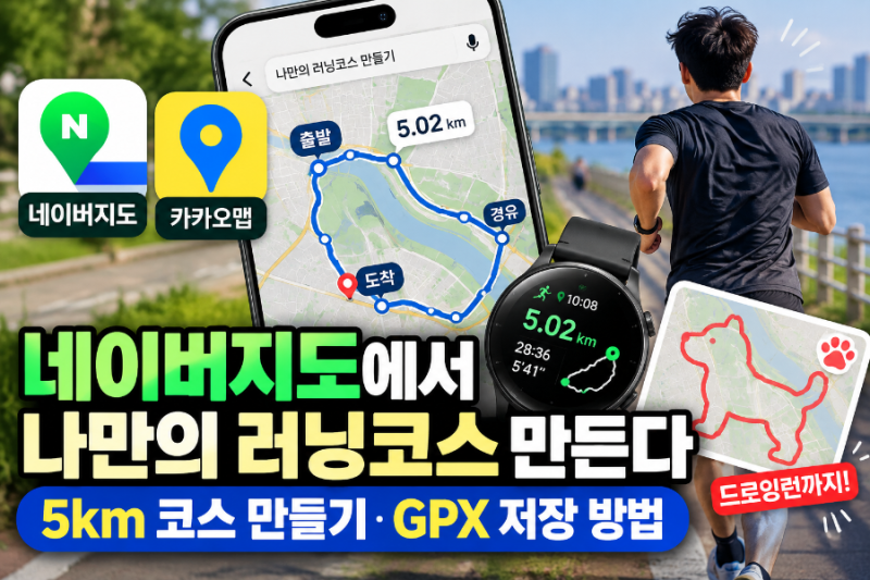 네이버지도에서 나만의 러닝코스 만든다｜5km 코스 만들기·GPX 저장 방법