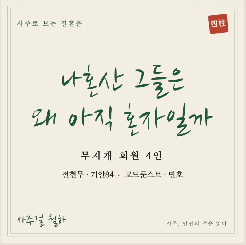 I Live Alone: Jun Hyun-moo, Kian84, Code Kunst, Minho's Saju – Why Are They Still Single?