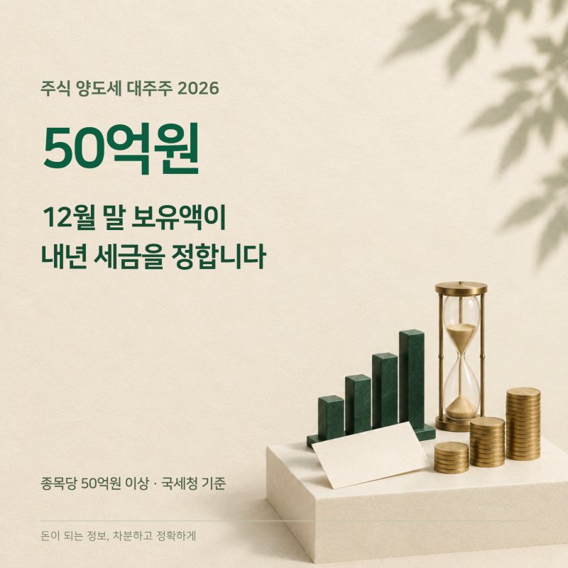 주식 양도세 대주주 50억, 12월 말 보유액으로 내년 세금 정해집니다 — 국내주식 양도세·대....