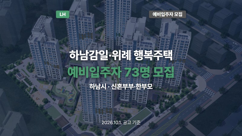 하남감일·위례 행복주택 예비입주자 모집 소득기준·보증금
