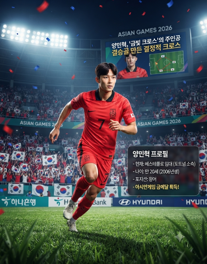 아시안게임 한일전 양민혁 활약상｜엄지성 결승골 만든 결정적 크로스·나이·프로필·소속·....