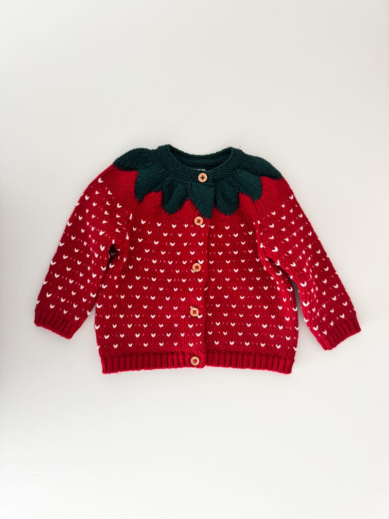 아기옷에 과일룩은 언제나 베스트 I H&M BABY 딸기 코튼 가디건 1-2M 2-4M 사이즈 비교 구매 후기, ....