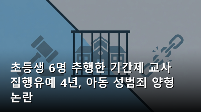 초등생 6명 추행한 기간제 교사 집행유예 4년, 아동 성범죄 양형 논란