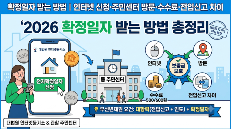 확정일자 받는 방법｜인터넷 신청·주민센터 방문·수수료·전입신고 차이