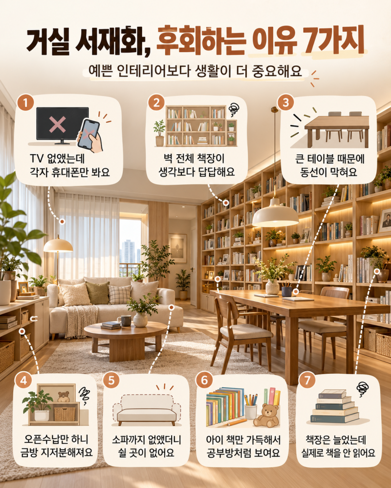 거실 서재화 후회할까?(직접 해보기 전 꼭 알아야 할 실패 이유 7가지)