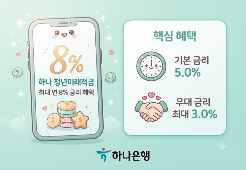 (하나은행) 청년미래적금 최대 8% 금리 총정리 4탄 : 하나은행 우대금리 조건 조건표 파헤치기....