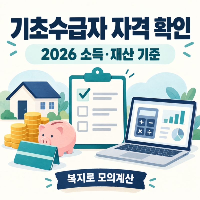 기초수급자 자격 확인 방법 2026, 소득·재산 기준과 복지로 모의계산