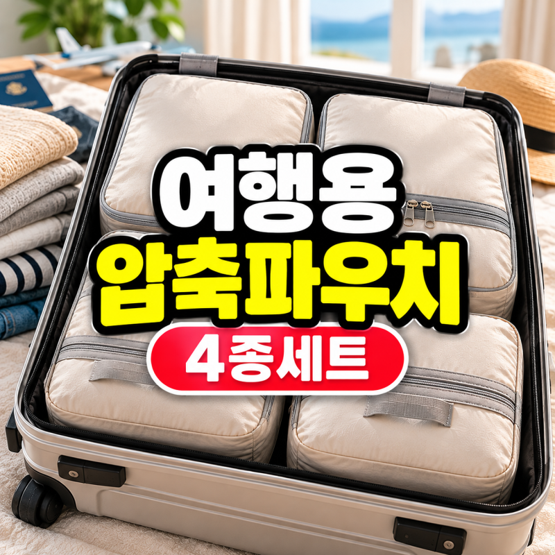 여행용압축파우치 추천 가족여행 캐리어 옷 부피 줄이는 4종 세트