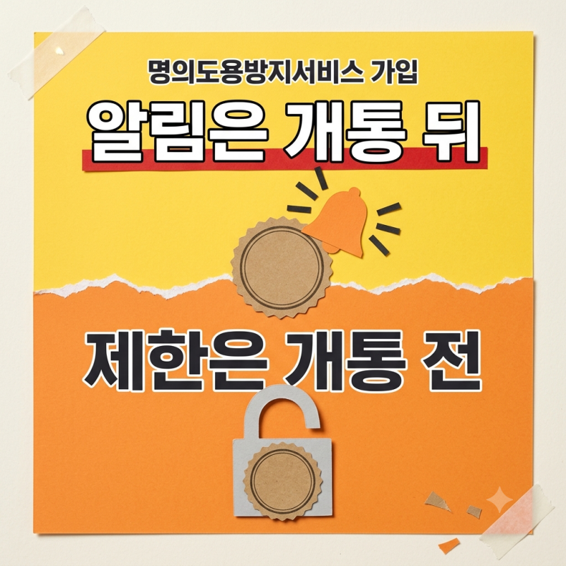 명의도용방지서비스 가입 미루면 개통 알림은 열린 다음에 옵니다, 명의도용방지서비스 해....