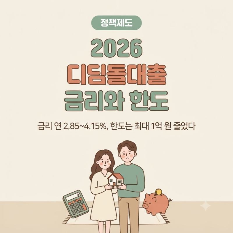 디딤돌대출 금리 2026 조건과 한도 변화 정리: 연 2.85∼4.15% 금리, 1억 줄어든 한도