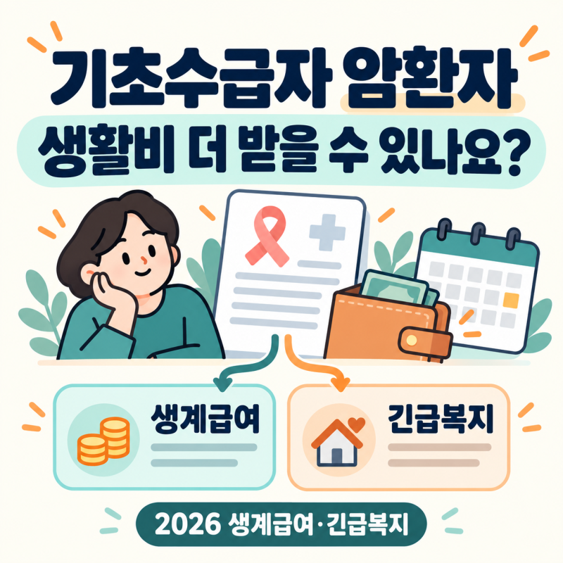 기초수급자 암환자 생활비 지원 2026, 생계급여 외에 더 받을 수 있나요