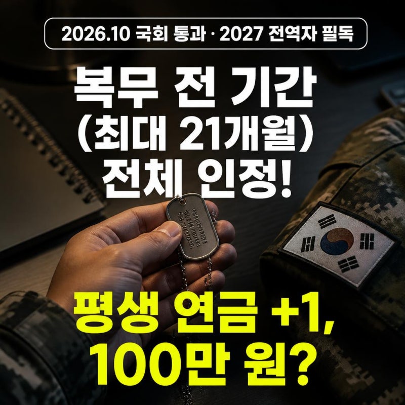 군대 다녀왔더니 평생 연금 +1,100만 원? 내 전역일로 계산해 본 수령액 총정리 (2027 군복무 크....