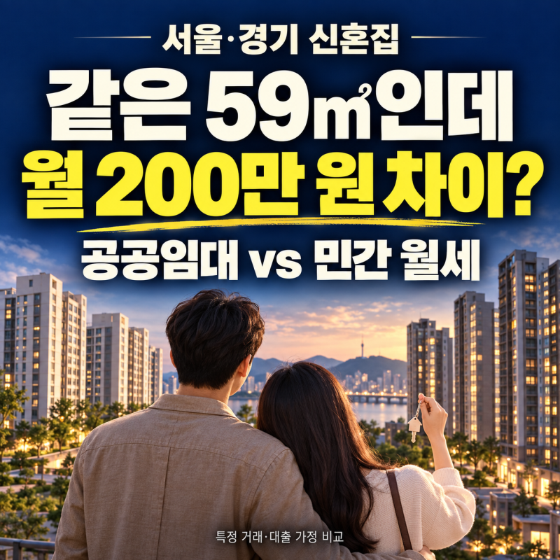 신혼부부 집 구하기, 같은 59㎡인데 월 200만 원 차이? 서울·경기 공공임대와 민간 전월세 비....