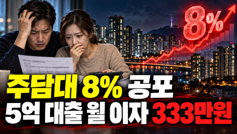 주담대 금리 8% 시대 오나…5억 빌리면 한 달에 얼마나 낼까?