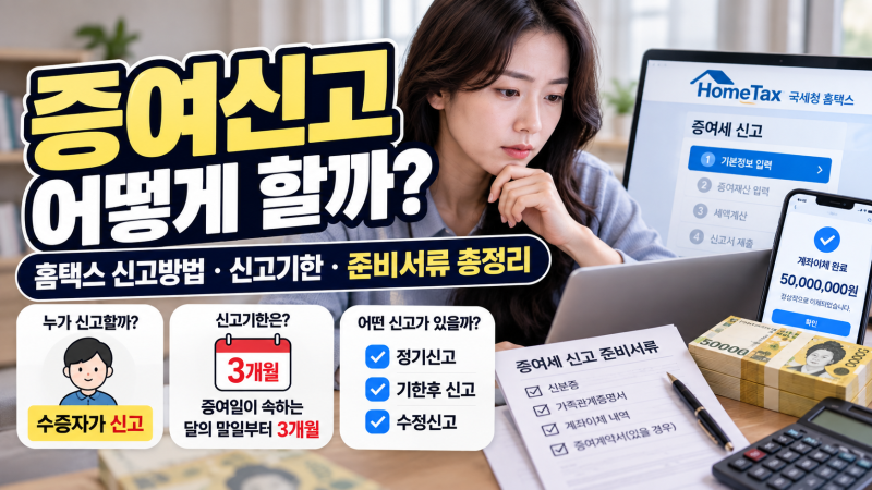 증여신고 어떻게 할까? 홈택스 신고방법·기한·준비서류 총정리