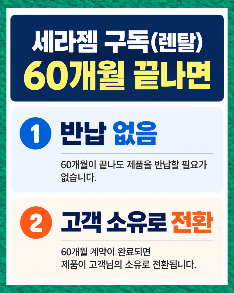 세라젬 렌탈(구독) 60개월 끝나면 | AS 기간 |10년 보증