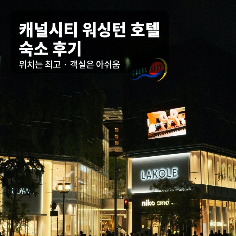 캐널시티 후쿠오카 워싱턴 호텔 후기 | 위치는 최고, 객실은 아쉬움 | 주차·분수쇼·지브리샵