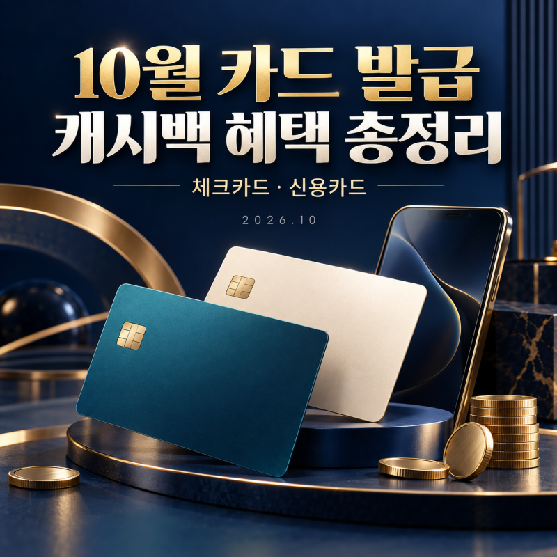 2026년 10월 카드 발급 혜택 총정리! 체크카드·신용카드 캐시백 조건 비교