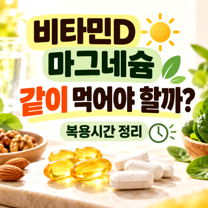 비타민D 마그네슘같이 먹어야 할까? 복용시간까지 정리