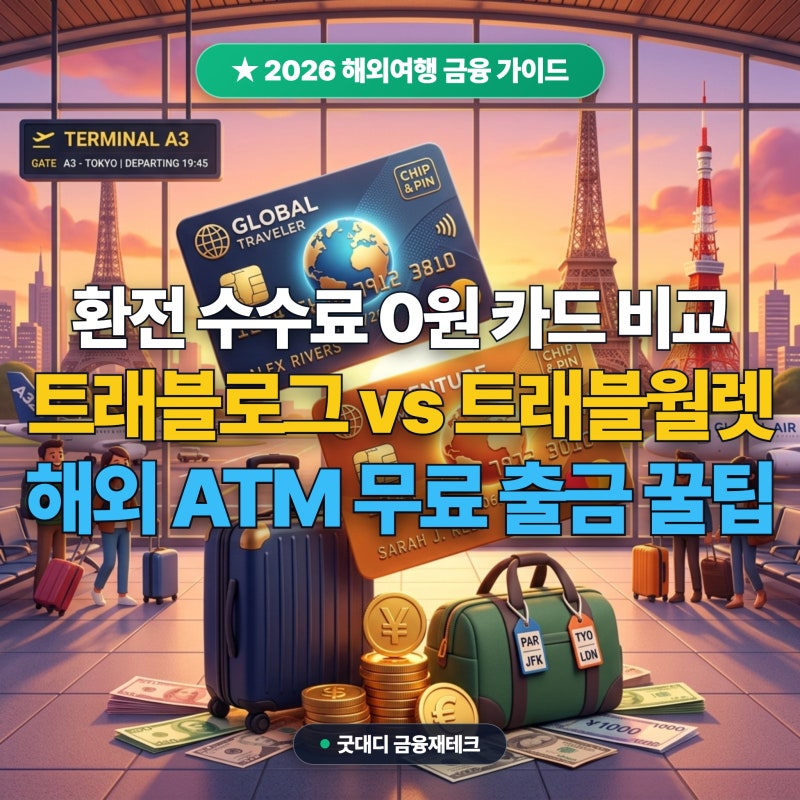 트래블로그 트래블월렛 환전 수수료 0원 비교 해외여행 체크카드 ATM 팁