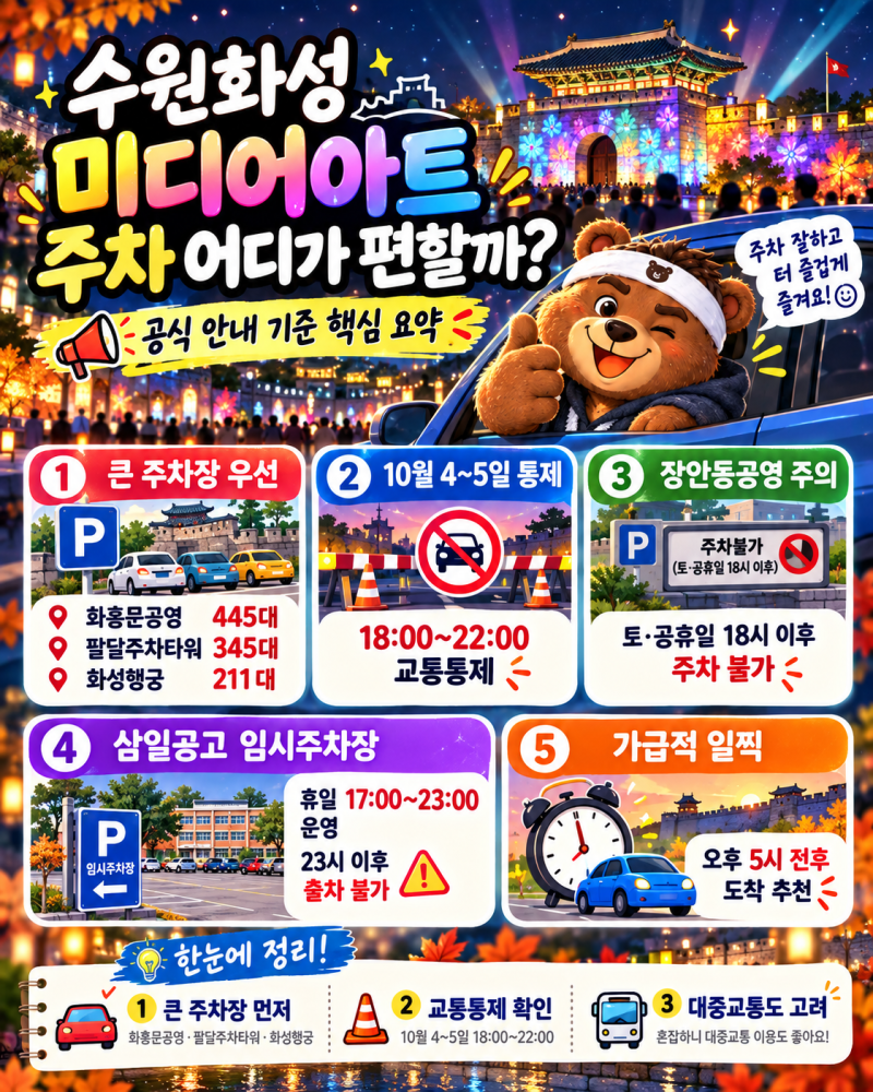 수원화성 미디어아트 주차, 어디가 편할까?
