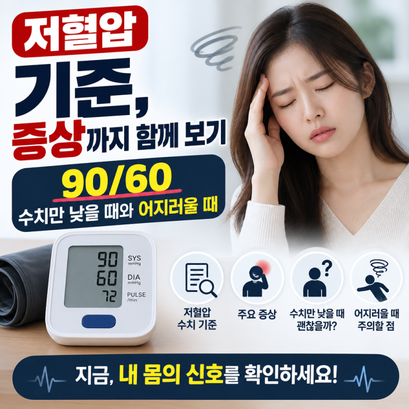 저혈압수치 90/60 기준, 수치만 낮을 때와 어지러울 때의 차이
