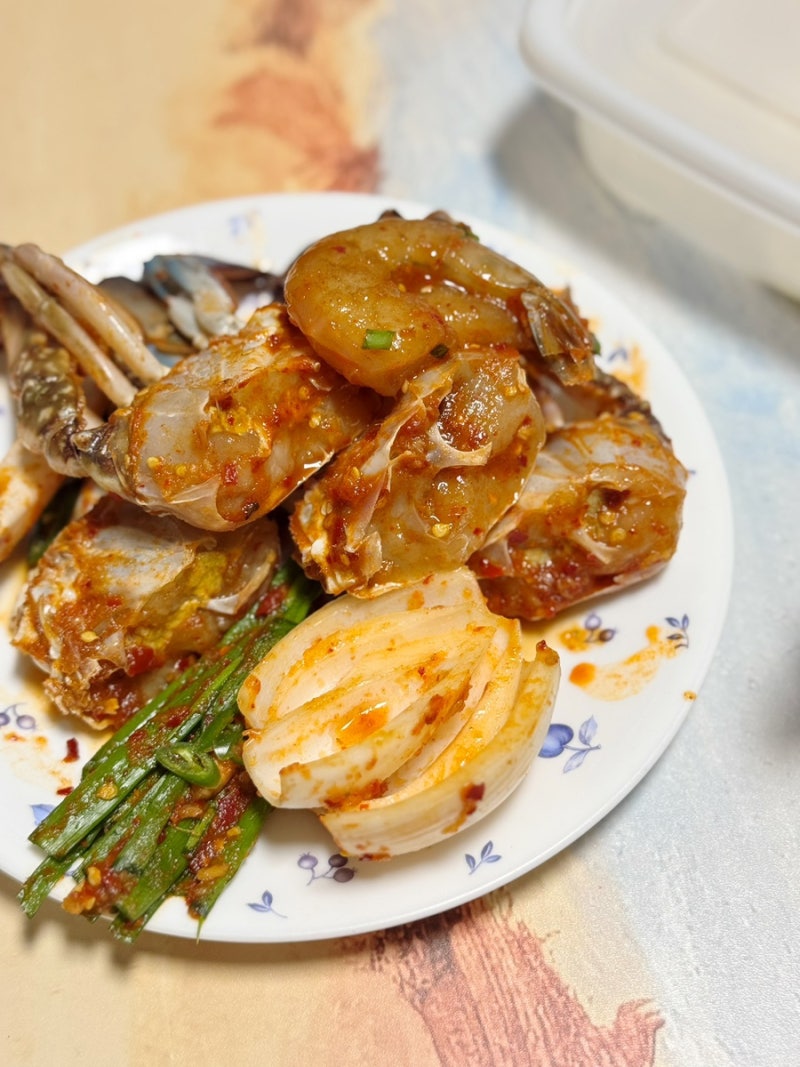 대전 둔산 학돌이네 괴정점 매운 꽃게 무침 (1~2인) 포장 1단계 맵기 양 맛 후기