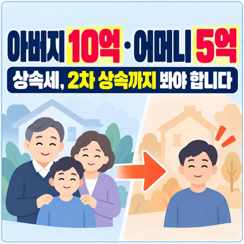상속세, 아버지 때 10억이 어머니 때 5억으로 ··· 2차 상속 꼭 봐야 합니다