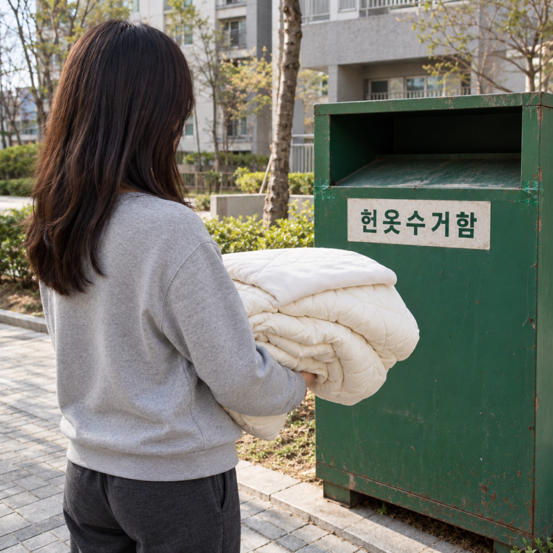"이불도 천인데 안 되나요?" 이불 버리는 방법, 헌옷수거함에 넣기 전 확인하세요!