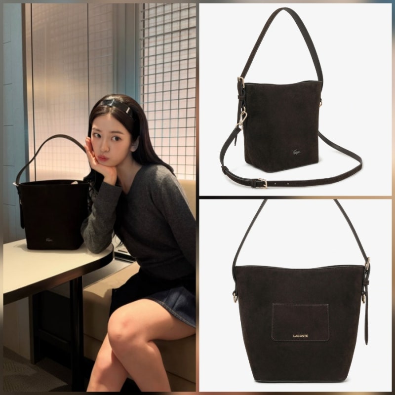 안유진 공항패션 가방 뭐길래? 신상 라코스테 버킷백 20만원대라고????